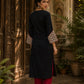 Black Cotton Kurta with Ajrakh Printed Yoke & Matching Cuffs with Minimal Embellishment