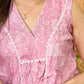 Amethyst Breeze Sleeveless Gathered Top in Viscose Blend with Fine Crochet Lace