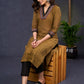 Exclusive-Dark-Mustard-Cotton-Straight-Cut-Kurta-Highlighted-With-Beautiful-Ikat--Pant-Optional