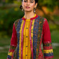 Vibrant Ajrakh Panel Jacket Embellished With Mirror Lace Highlights