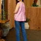 Amethyst Breeze Sleeveless Gathered Top in Viscose Blend with Fine Crochet Lace