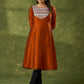 Exclusive Rust Kurta With Hand Painted Madhubani Yoke  - Pant Optional