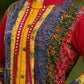 Exquisite Mustard Cotton Halter Dress Highlighted with Maroon Piping and Handcrafted Ajrakh Buttons - Jacket Optional