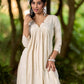 Classic Ivory Cotton Kurta with Subtle Gather Detailing