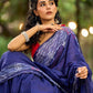 Vibrant Royal Blue Hand Block Printed Cotton Saree