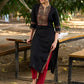 Solid Black Cotton Kurta with Ajrakh Yoke and Sleeves