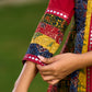 Vibrant Ajrakh Panel Jacket Embellished With Mirror Lace Highlights