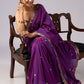 Stunning violet cotton two tone saree with hand embroidery and Benarasi border
