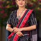 Bold Black Ikat Cotton Overlapping Blouse