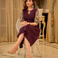Playful purple cotton dress showcasing floral puff sleeves and box pleats released from the dart for soft volume and flow