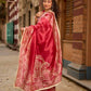 Blush Pink Art Silk Saree with Heritage Floral Print
