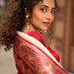 Blush Pink Art Silk Saree with Heritage Floral Print