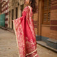 Blush Pink Art Silk Saree with Heritage Floral Print