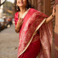 Blush Pink Art Silk Saree with Heritage Floral Print