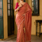 Warm Rust Saree with Fine Butti Embroidery and Classic Border Finish
