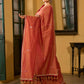Warm Rust Saree with Fine Butti Embroidery and Classic Border Finish