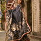 Black Artisan Art Silk Saree with Traditional Madhubani Print & Contrast Ajrakh Border