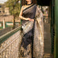 Traditional Black Art Silk Kalamkari Printed Saree with Detailed Pallu