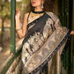 Traditional Black Art Silk Kalamkari Printed Saree with Detailed Pallu