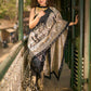 Traditional Black Art Silk Kalamkari Printed Saree with Detailed Pallu