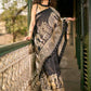 Traditional Black Art Silk Kalamkari Printed Saree with Detailed Pallu