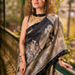 Traditional Black Art Silk Kalamkari Printed Saree with Detailed Pallu