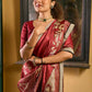 Deep Maroon Art Silk Saree with Traditional Floral Printed Pallu