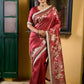 Deep Maroon Art Silk Saree with Traditional Floral Printed Pallu