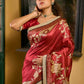 Deep Maroon Art Silk Saree with Traditional Floral Printed Pallu