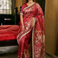 Deep Maroon Art Silk Saree with Traditional Floral Printed Pallu