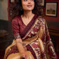 Deep Maroon Contemporary Printed Art Silk Saree
