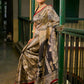 Chic Beige Art Silk Saree with Traditional Kalamkari Print & Contrast Border