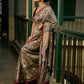 Chic Beige Art Silk Saree with Traditional Kalamkari Print & Contrast Border
