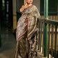 Chic Beige Art Silk Saree with Traditional Kalamkari Print & Contrast Border