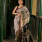 Chic Beige Art Silk Saree with Traditional Kalamkari Print & Contrast Border