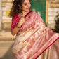 Classic Beige Art Silk Saree with Traditional Madhubani Print