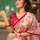 Classic Beige Art Silk Saree with Traditional Madhubani Print