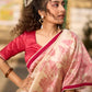 Classic Beige Art Silk Saree with Traditional Madhubani Print
