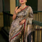 Chic Beige Art Silk Saree with Traditional Kalamkari Print & Contrast Border