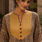 Mustard Geometric Print Short Kurta with Pin-Tucked Yoke & Contrast Maroon Button Detail