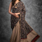 Exclusive handloom cotton Ajrakh block printed saree