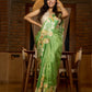 Handcrafted pure silk beauty in green with vibrant hand batik floral motif