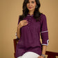 Elegant purple cotton top beautifully finished with delicate lace detailing