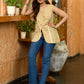 Pastel Flow Ochre Mul Cotton Sleeveless Waistcoat with Delicate Lace Accents