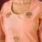 Graceful Peach-Green Combination Chanderi Kurta with Fine Embroidery