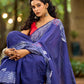 Vibrant Royal Blue Hand Block Printed Cotton Saree