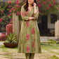 Soft Light Green A-Line Kurta With Artisanal Floral Hand Block Print