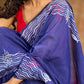Vibrant Royal Blue Hand Block Printed Cotton Saree