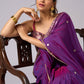 Stunning violet cotton two tone saree with hand embroidery and Benarasi border