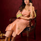 Graceful Peach-Green Combination Chanderi Kurta with Fine Embroidery